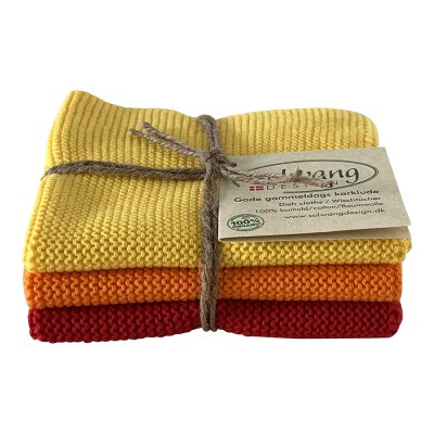 3er Set Wischtuch gelb/orange/rot 100% Bio-Baumwolle