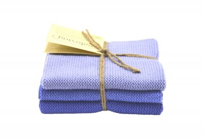 3er Set Wischtuch Kornblumenblau kombi 100% Bio-Baumwolle