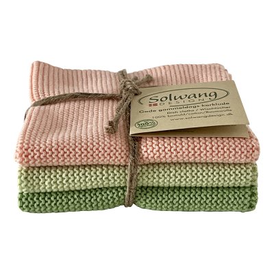 3er Set Wischtuch Papaya kombi 100% Bio-Baumwolle