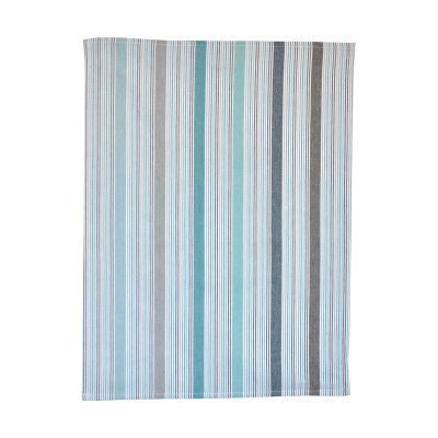 Preview: Geschirrtuch multi azurblau/grau gestreift, 100% Bio-Baumwolle