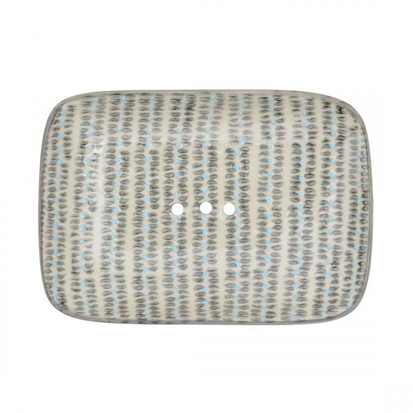 Seifenschale Keramik – grau/blau gemustert, Lene