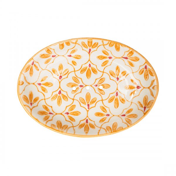 Seifenschale Keramik – orange-rot gemustert